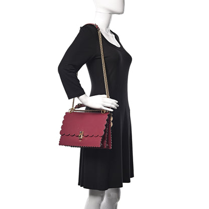 Fendi Vitello Liberty Scalloped Studded Kan I Shoulder Bag Black Cherry 2 of 9