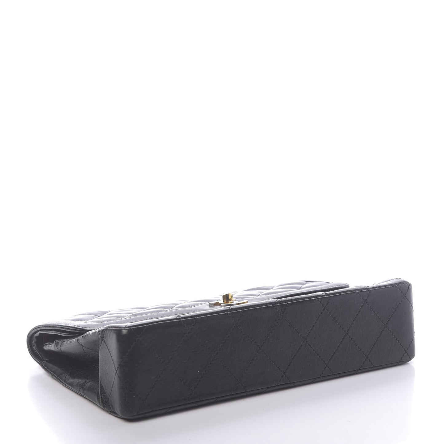 Lambskin Quilted Medium Double Flap Black