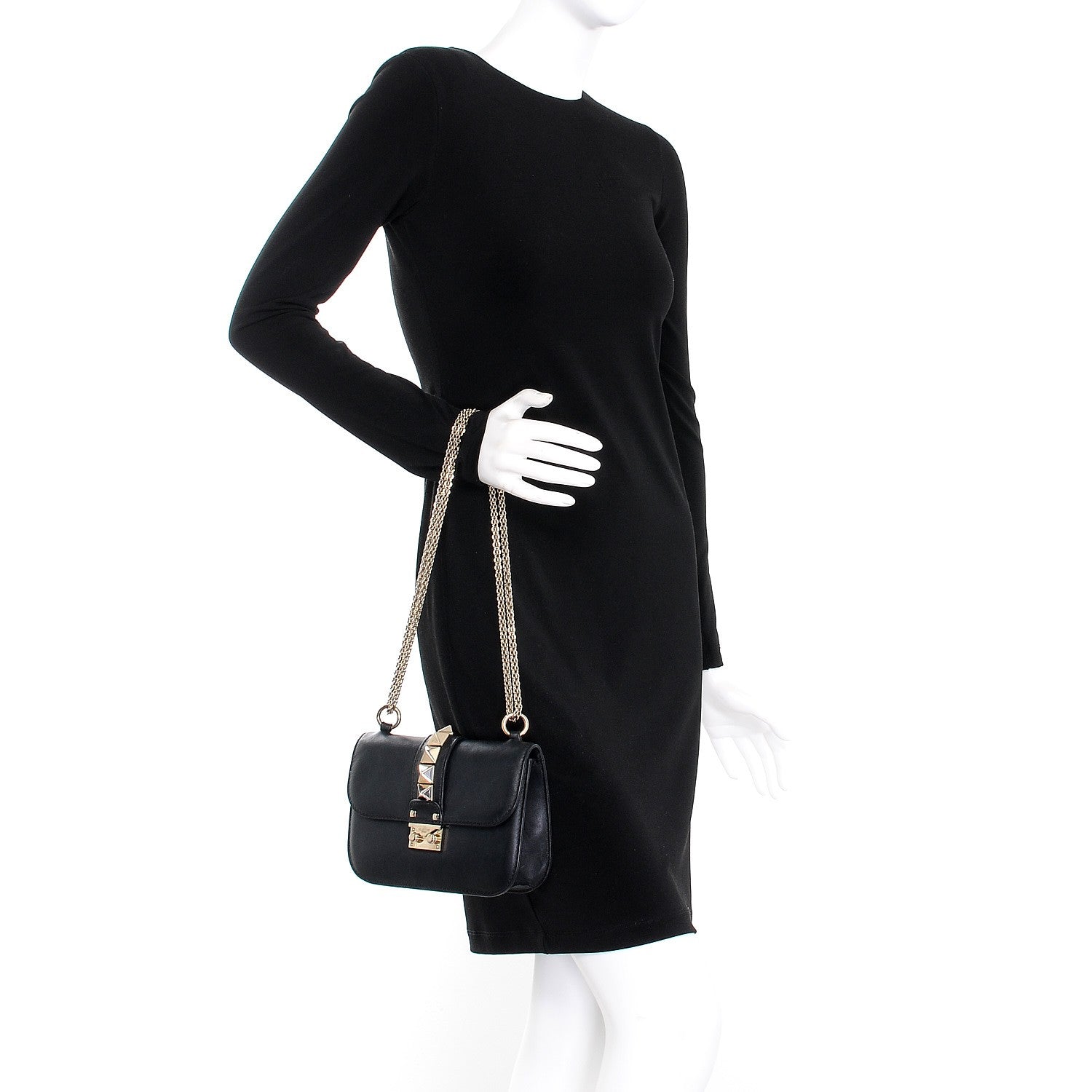 Valentino Garavani Vitello Small Glam Lock Rockstud Flap Black 3 of 9