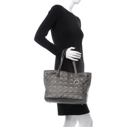 Christian Dior Coated Canvas Cannage Small Panarea Tote Grey 2 of 8