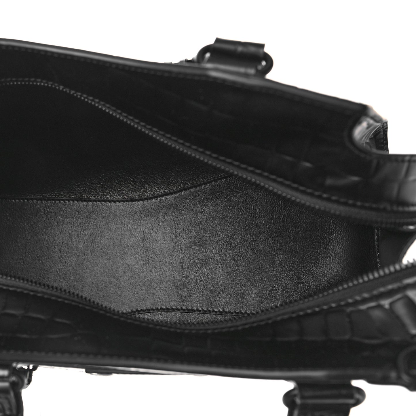 Semi Shiny Calfskin Crocodile Embossed Neo Classic Black Hardware S City Black