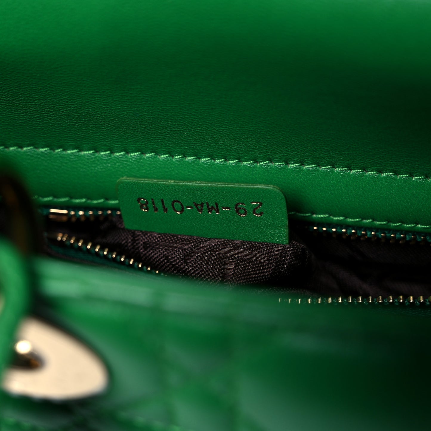 Lambskin Cannage Small Lucky Badges My Lady Dior Green