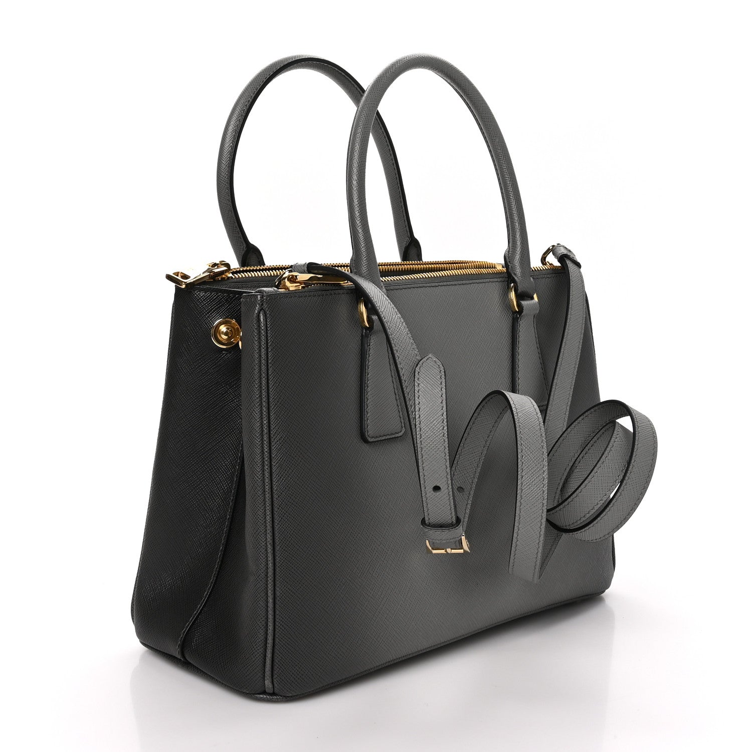 Prada Saffiano Ombre Small Galleria Double Zip Tote Gradient Slate Grey 3 of 11