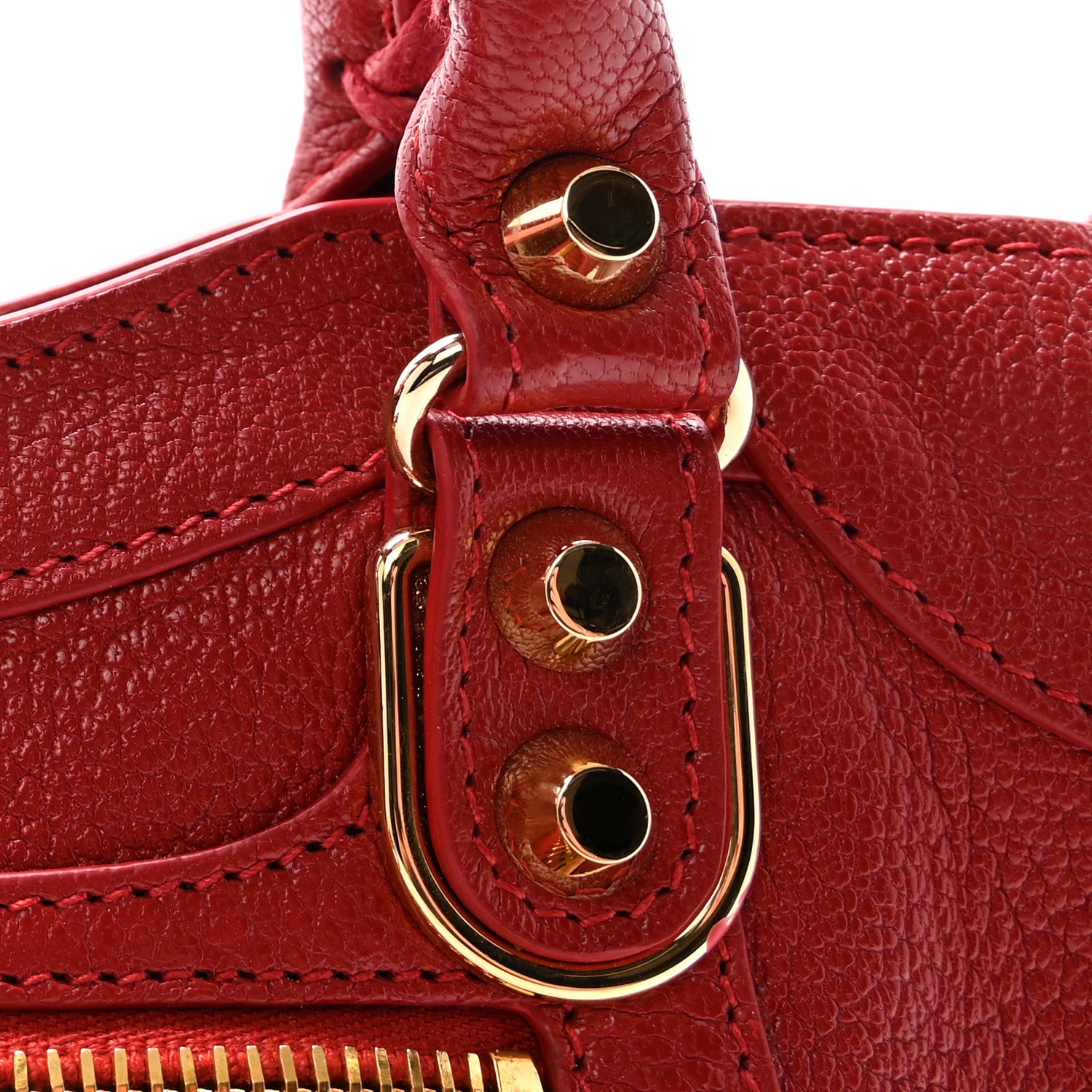 Balenciaga Chevre Gold Metallic Edge Hardware Mini City Rouge Groseille 9 of 11