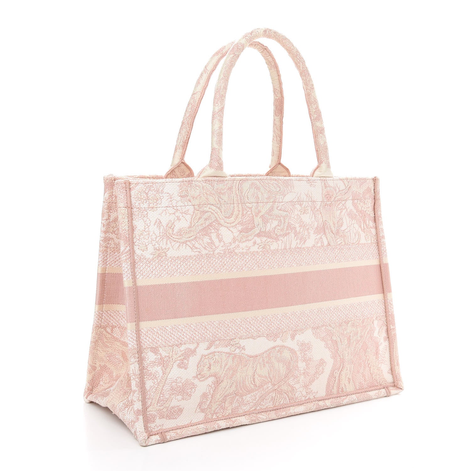 Christian Dior Canvas Embroidered Medium Dioriviera Toile De Jouy Book Tote Rose 3 of 9