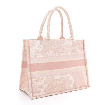 Christian Dior Canvas Embroidered Medium Dioriviera Toile De Jouy Book Tote Rose 3 of 9