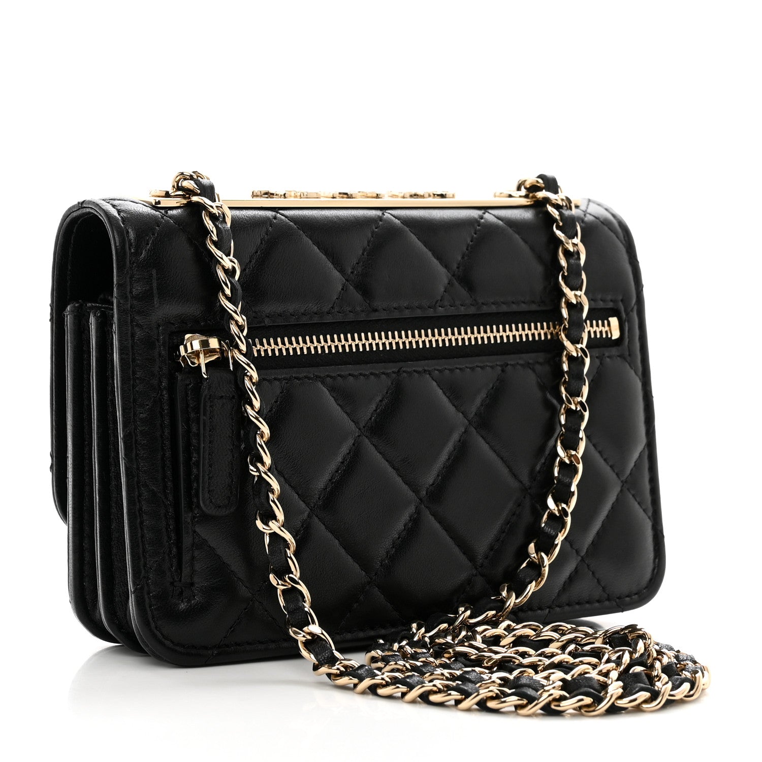 Chanel Lambskin Quilted Mini Trendy CC Wallet On Chain WOC Black 3 of 12