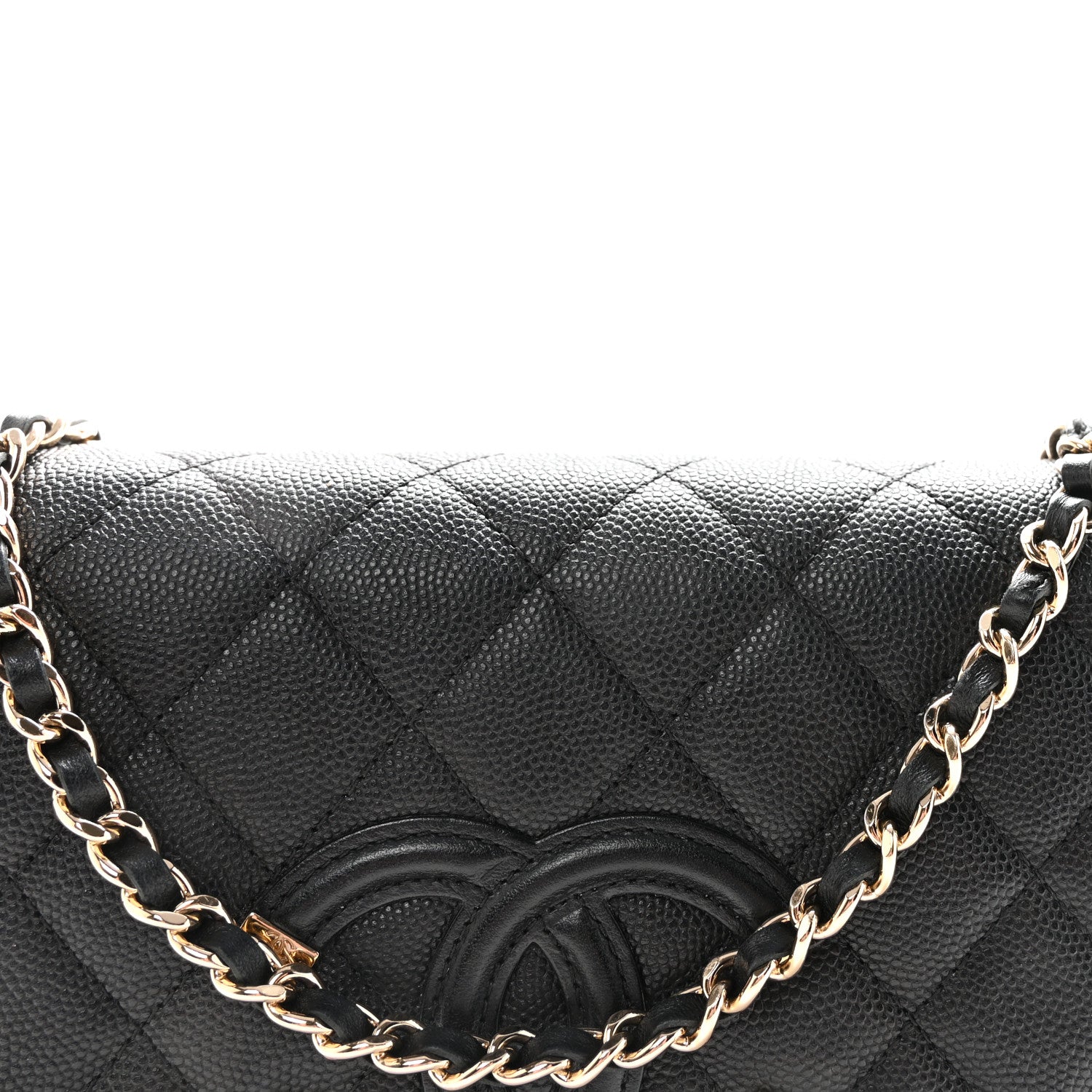 Chanel Caviar Quilted CC Filigree Wallet On Chain WOC Black 9 of 11