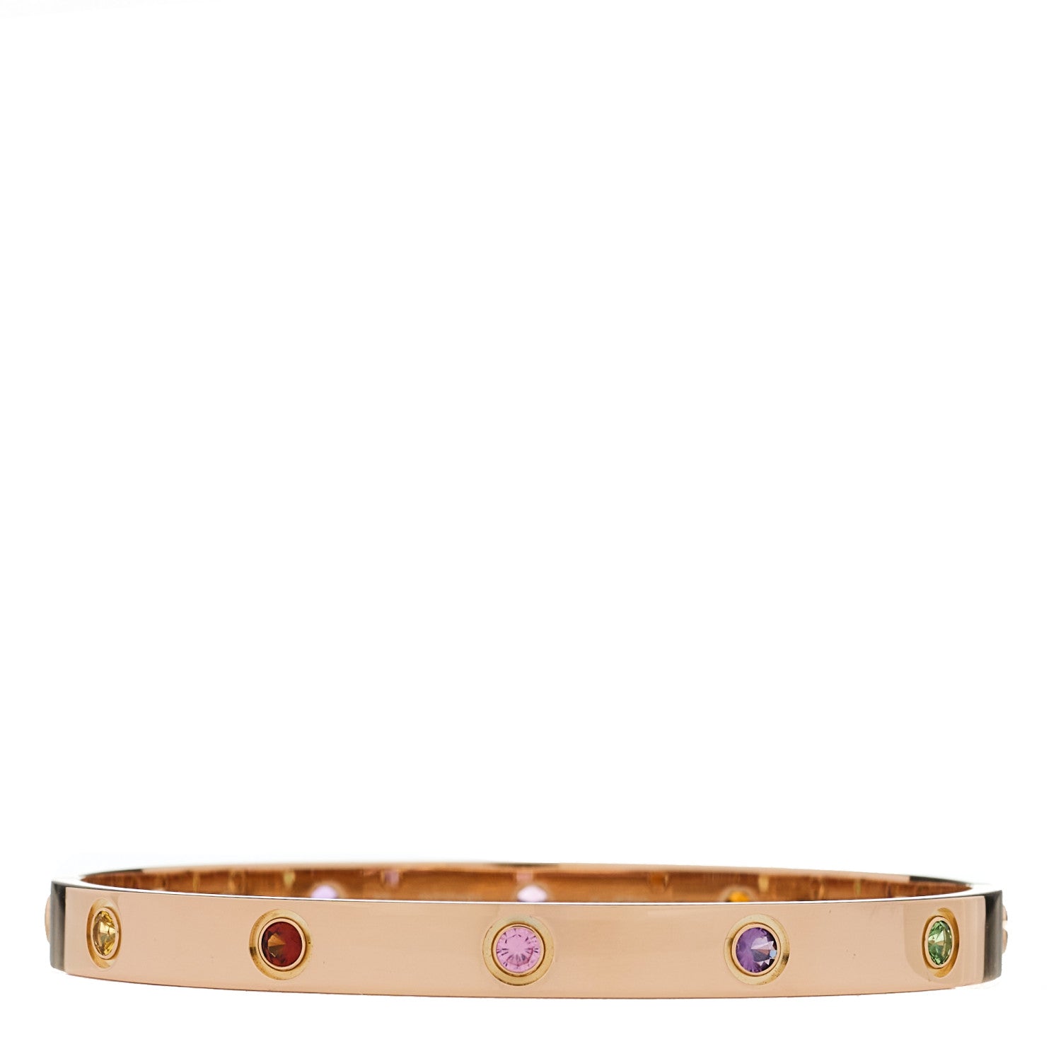 Cartier 18K Pink Gold Sapphire Garnet Amethyst LOVE Bracelet 18 1 of 11