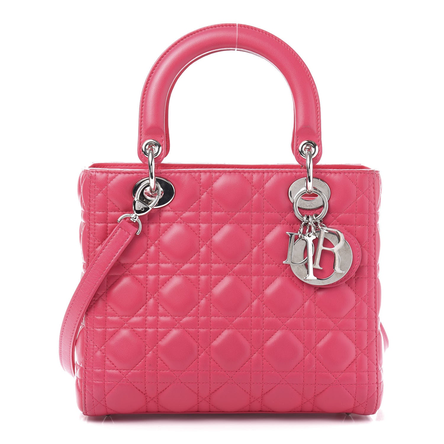 Christian Dior Lambskin Cannage Medium Lady Dior Fuchsia 1 of 18