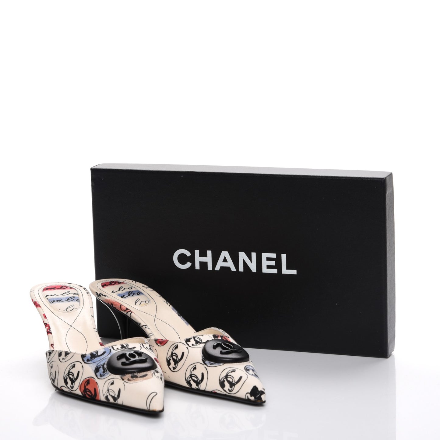 Toile Printed CC Mules 39.5 Off White