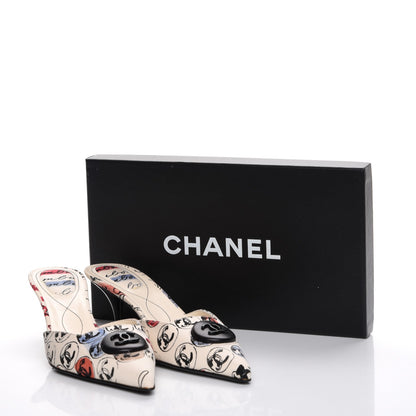 Chanel Toile Printed CC Mules 39.5 Off White 9 of 9