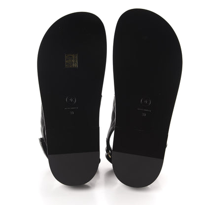 Chanel Grained Calfskin Velcro Dad Sandals 39 Black 6 of 10