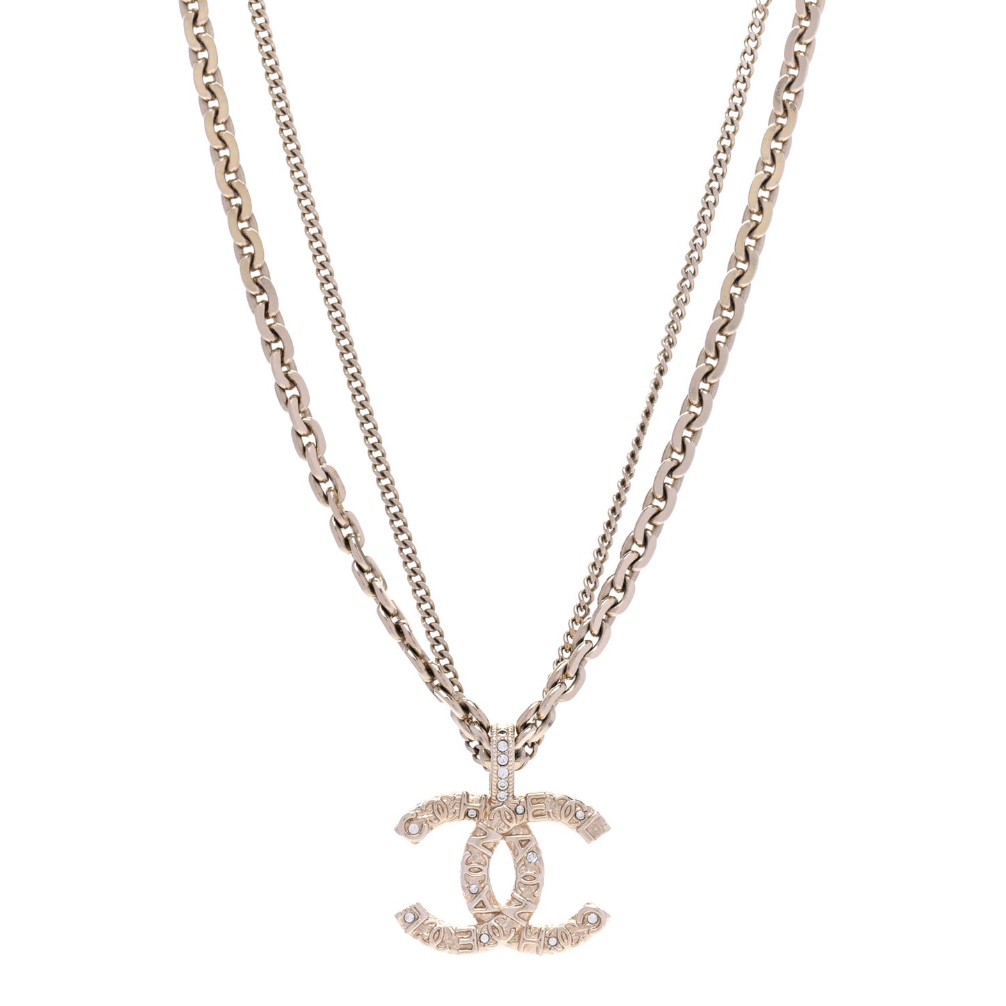 Crystal CC Multi Strand Chain Necklace Gold