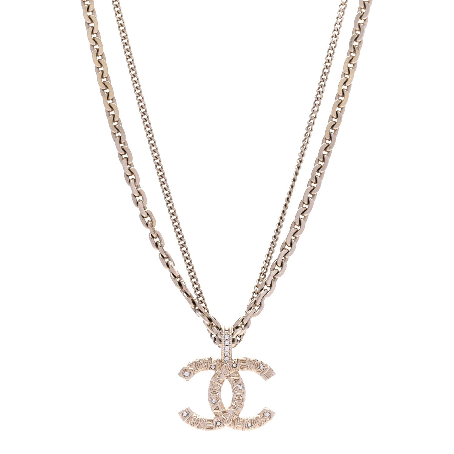 Chanel Crystal CC Multi Strand Chain Necklace Gold 1 of 5