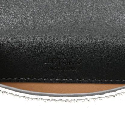 Jimmy Choo Metallic Calfskin Snakeskin Embossed Varenne Top Handle Satchel Silver 6 of 10
