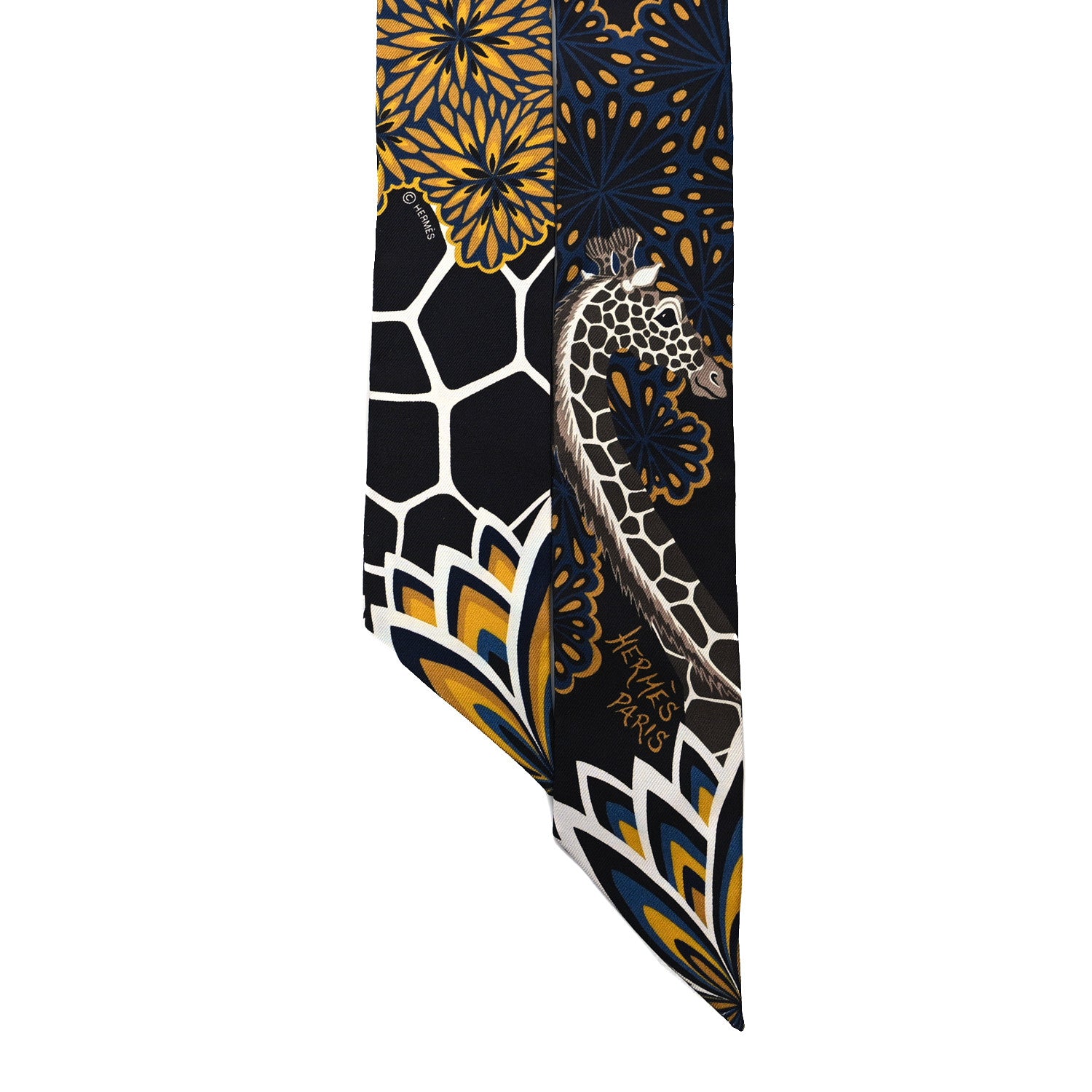 Hermes Silk Three Graces Twilly Black Gold Taupe 2 of 4