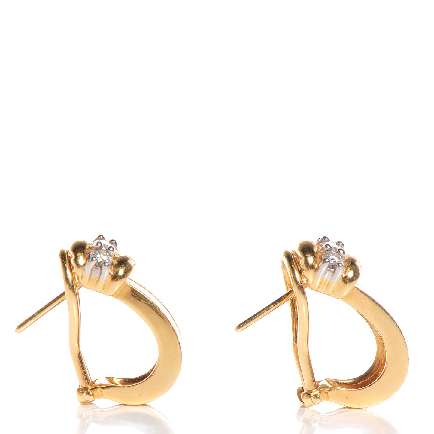 Platinum 18K Yellow Gold Diamond Hoop Earrings