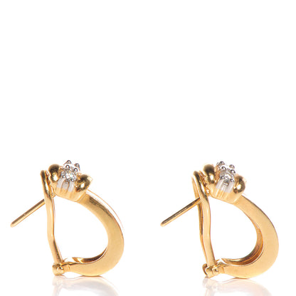 Tiffany Platinum 18K Yellow Gold Diamond Hoop Earrings 3 of 4