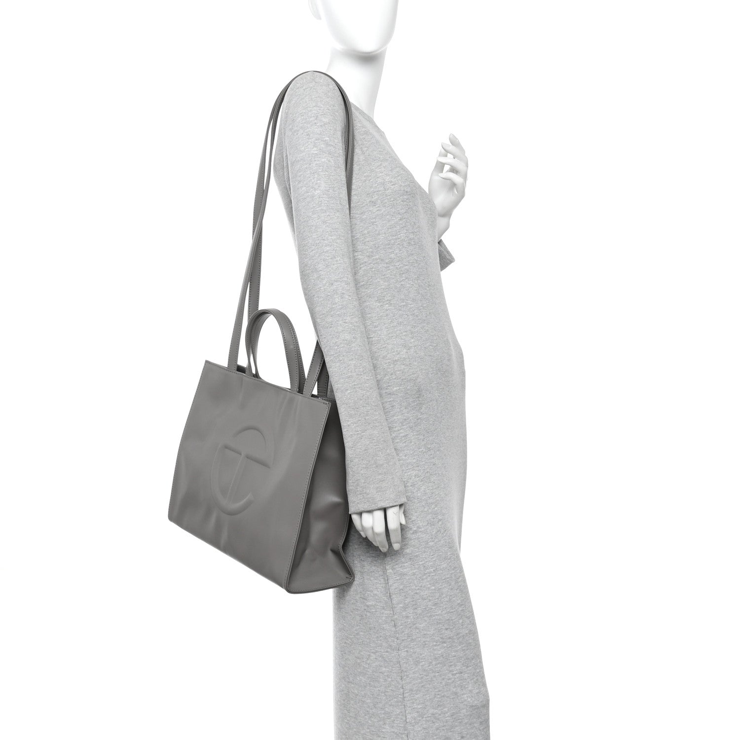 Telfar Vegan Leather Medium Shopping Bag Grey 2 of 10
