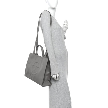 Telfar Vegan Leather Medium Shopping Bag Grey 2 of 10