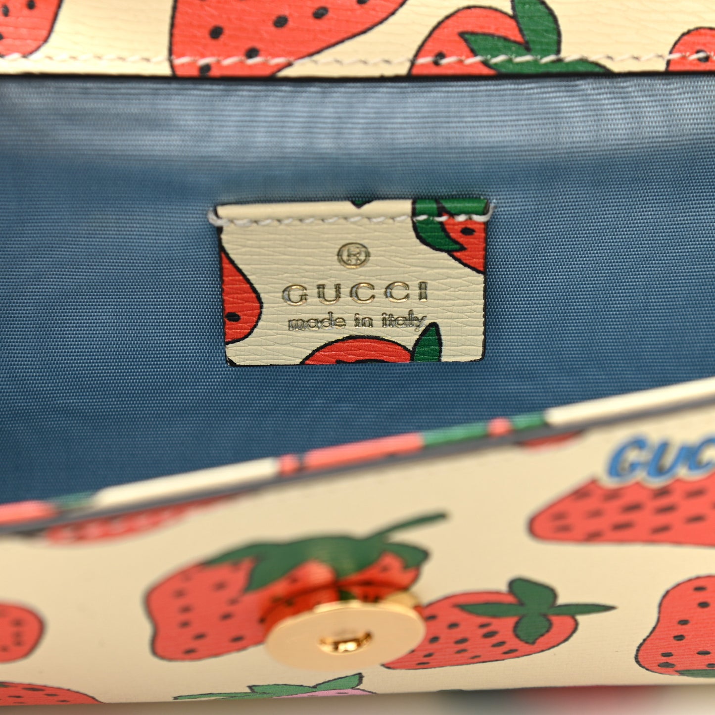 Calfskin Strawberry Print Mini Zumi Shoulder Bag Ivory Red
