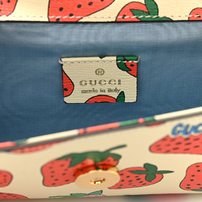 Gucci Calfskin Strawberry Print Mini Zumi Shoulder Bag Ivory Red 6 of 11
