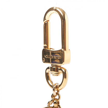 Louis Vuitton Brass Enamel Fleur De Monogram Bag Charm Chain Gold 4 of 5