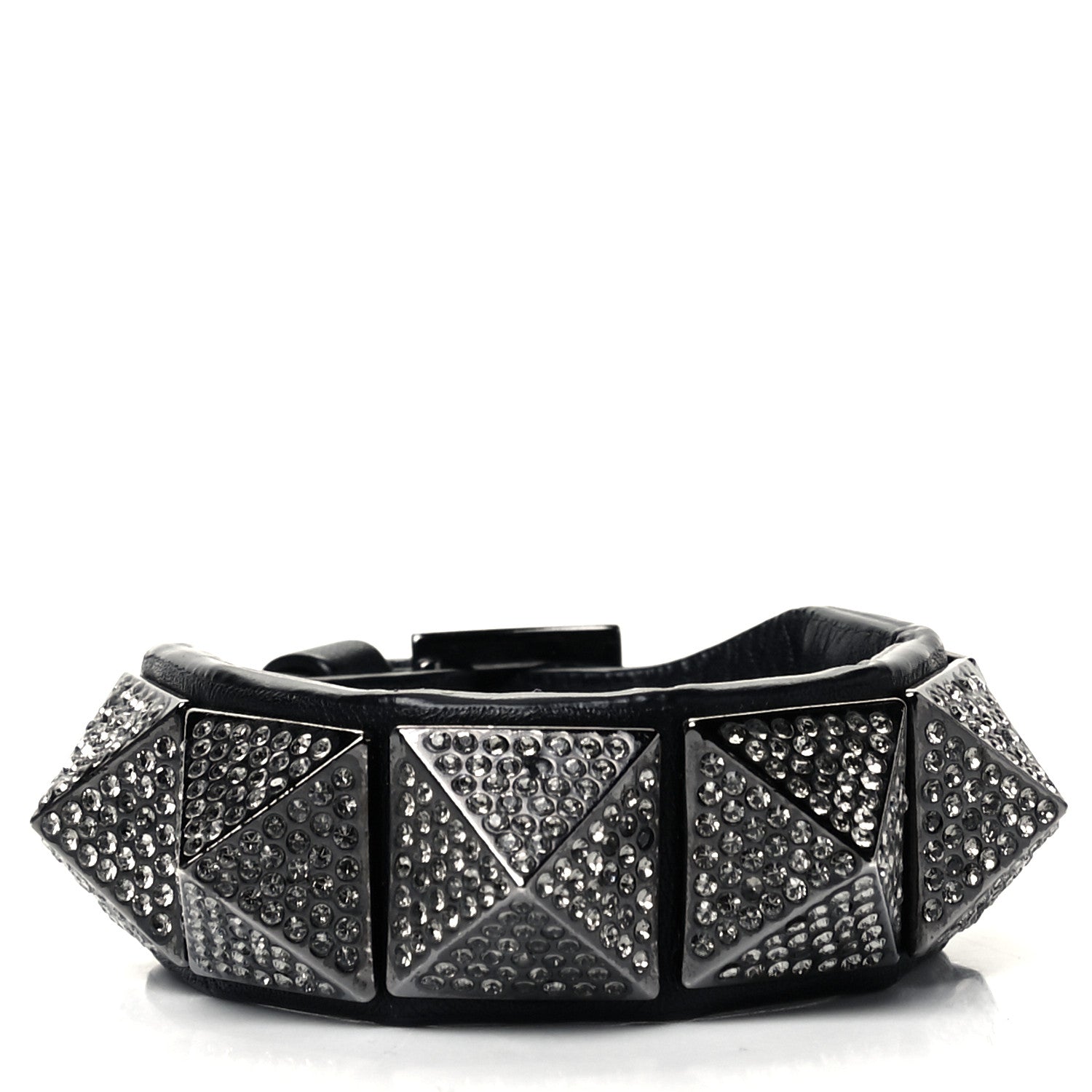 Valentino Garavani Calfskin Crystal Macro Rockstud Bracelet Black 1 of 4