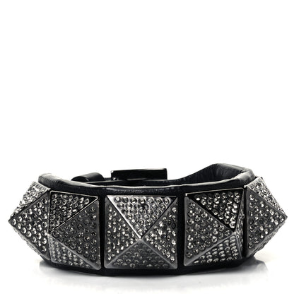 Valentino Garavani Calfskin Crystal Macro Rockstud Bracelet Black 1 of 4