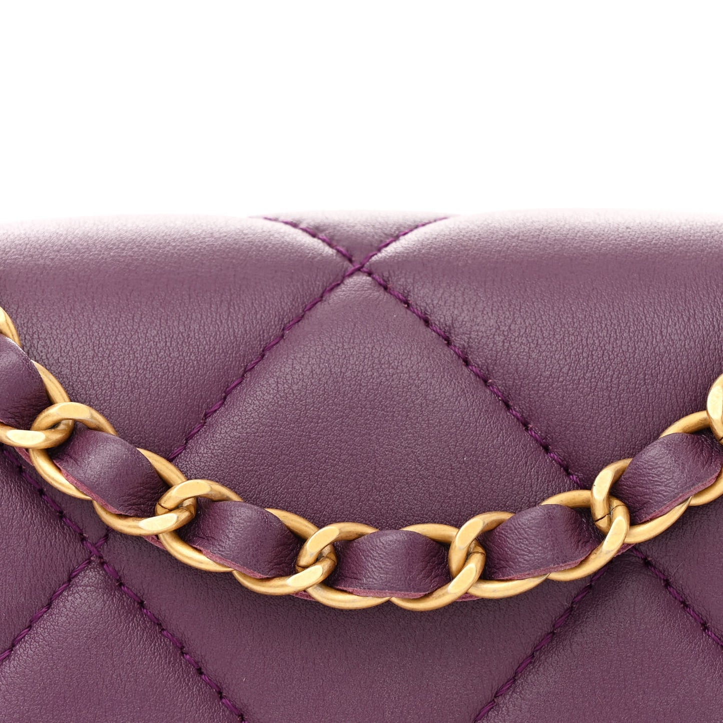 Calfskin Resin Quilted Mini Flap Purple