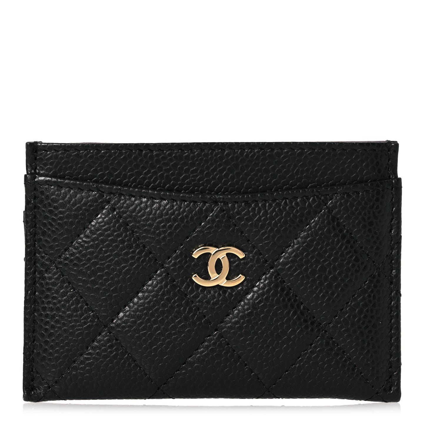 Caviar Quilted Card Holder Black