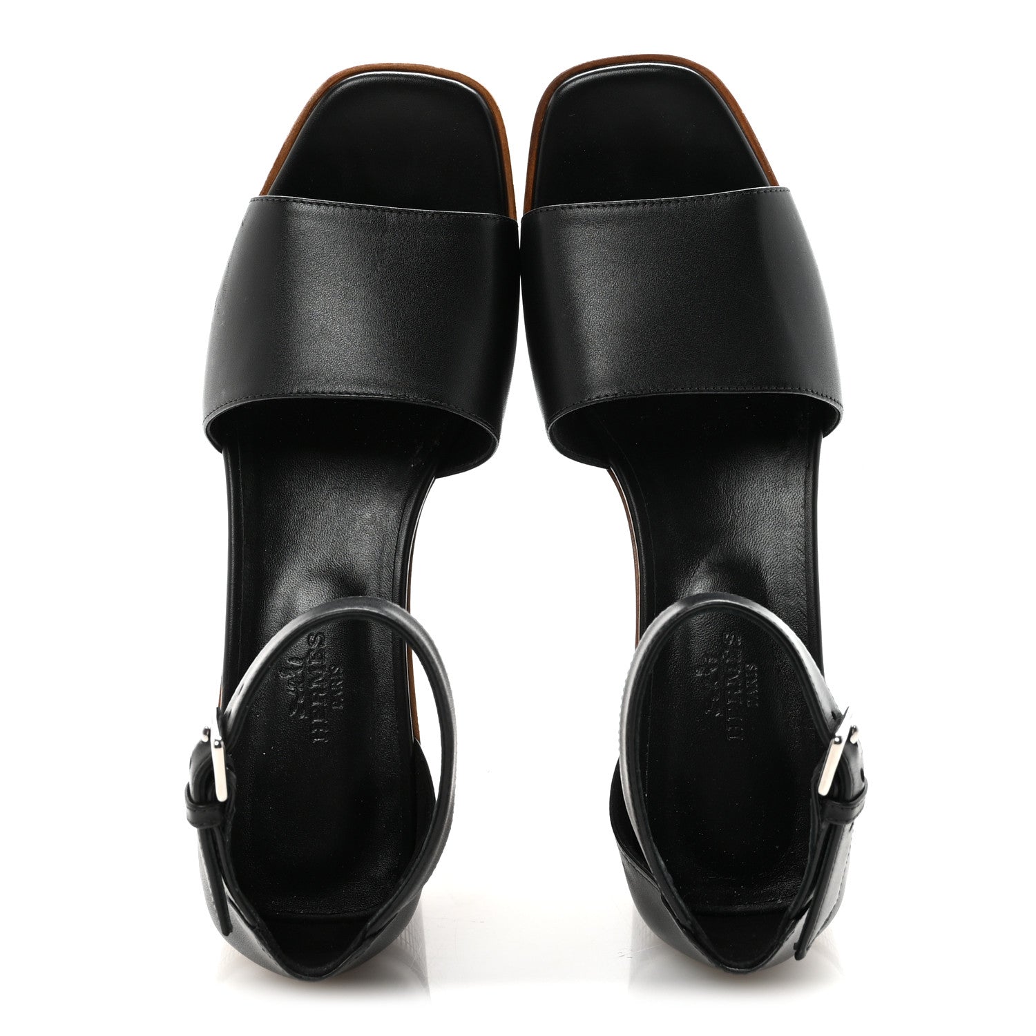 Hermes Calfskin Illusion 35 Sandals 37 Black 2 of 9