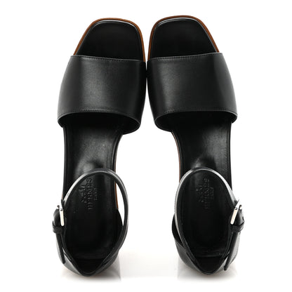 Hermes Calfskin Illusion 35 Sandals 37 Black 2 of 9