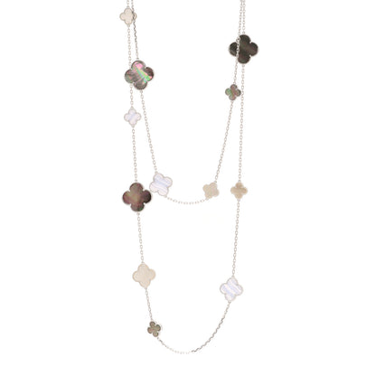Van Cleef & Arpels 18K White Gold Mother of Pearl Chalcedony 16 Motifs Magic Alhambra Necklace 1 of 5