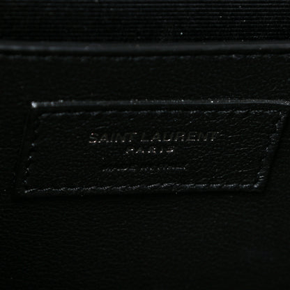 Saint Laurent Grain De Poudre Textured Mixed Matelasse Triquilt Medium Monogram Satchel Black 7 of 13