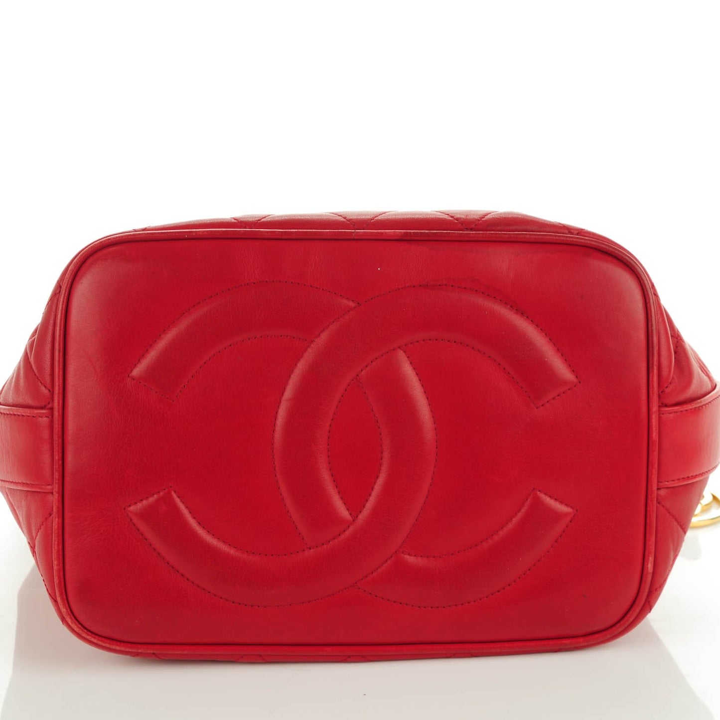 Lambskin Drawstring CC Shoulder Bag Red