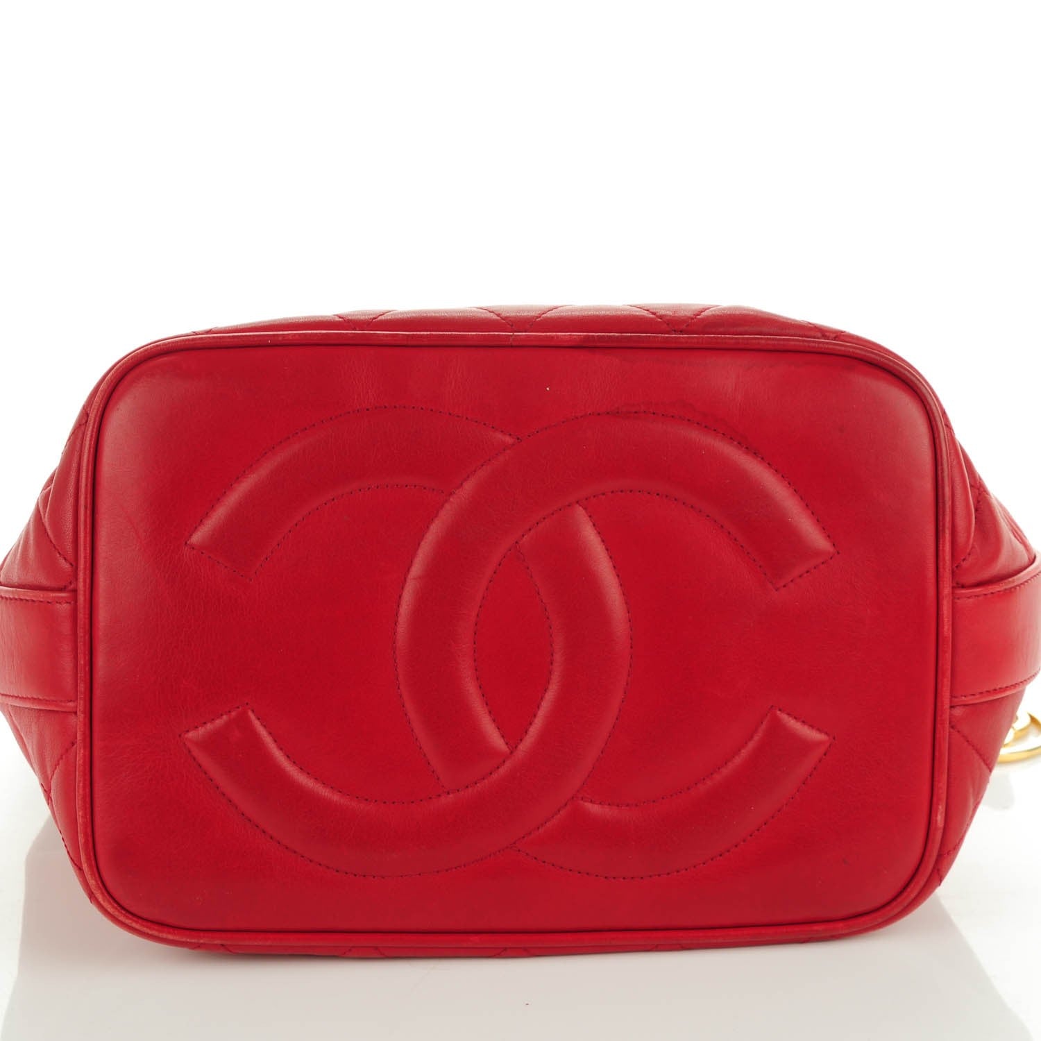 Chanel Lambskin Drawstring CC Shoulder Bag Red 15 of 16