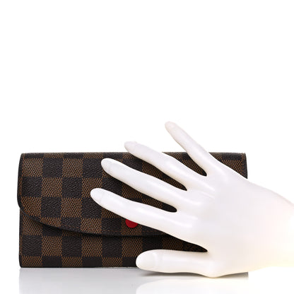 Louis Vuitton Damier Ebene Emilie Wallet Red 3 of 14