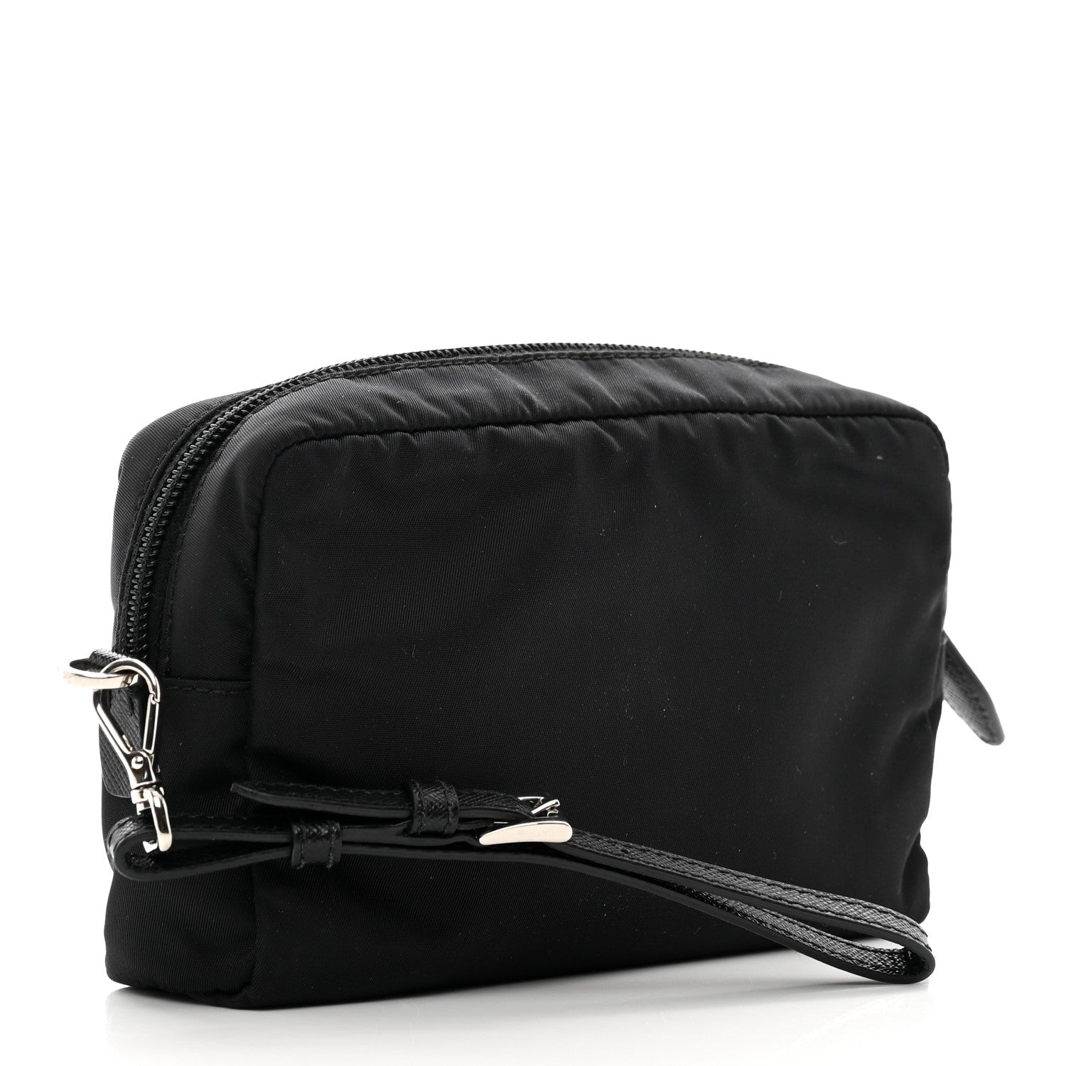 Prada Tessuto Nylon Vela Saffiano Necessaire Wristlet Pouch Black 3 of 6