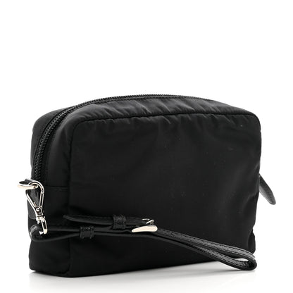 Prada Tessuto Nylon Vela Saffiano Necessaire Wristlet Pouch Black 3 of 6