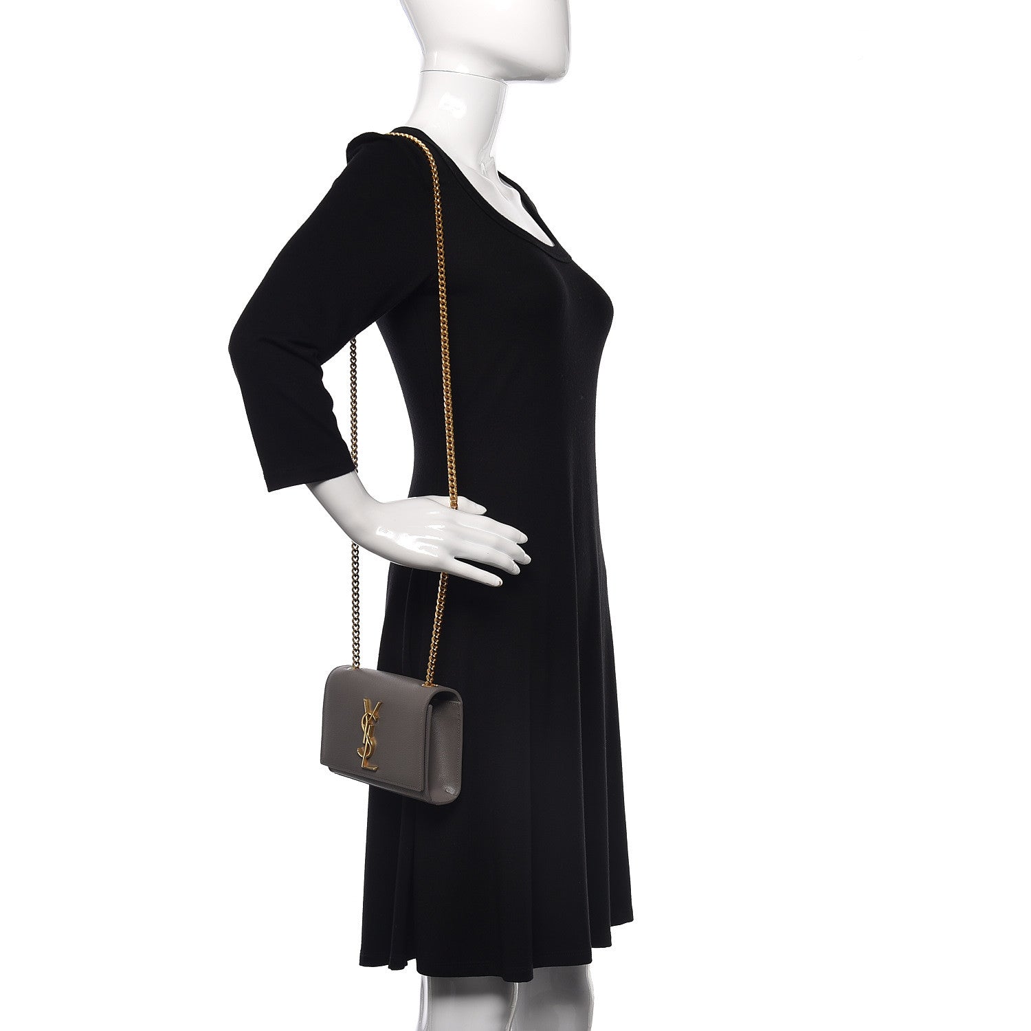 Saint Laurent Grain De Poudre Small Monogram Kate Satchel Fog 2 of 15
