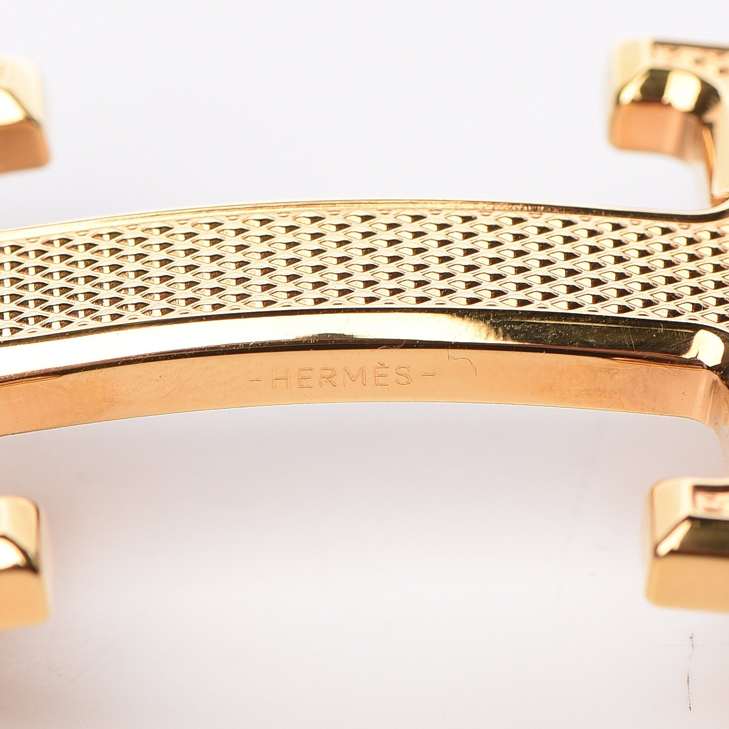 Hermes Guilloche 32mm H Belt Buckle Gold 4 of 4