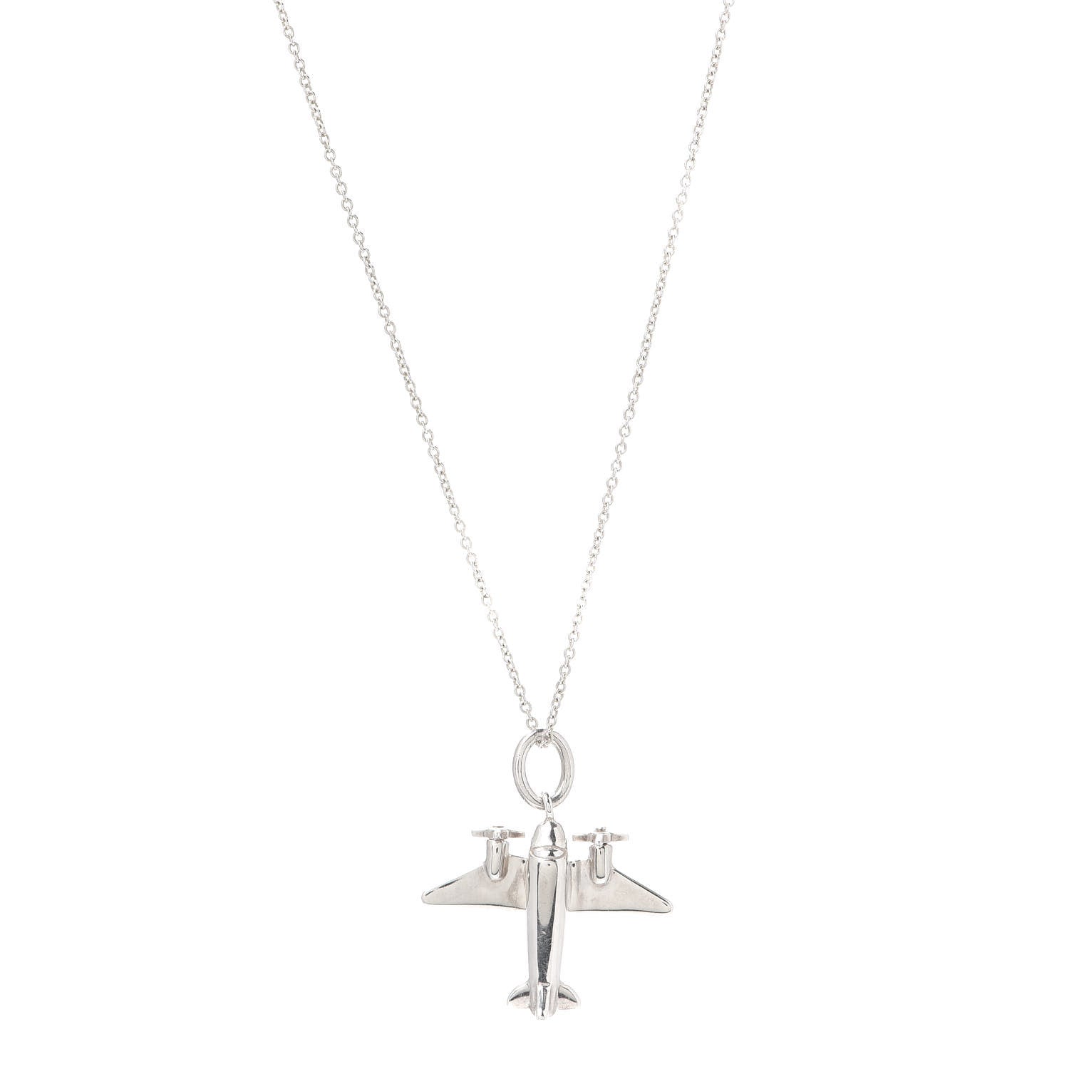 Tiffany Sterling Silver Airplane Pendant Necklace 1 of 6