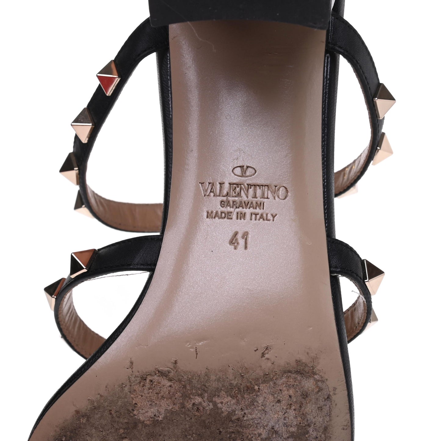 Calfskin Rockstud 60mm Caged Slide Sandals 41 Black