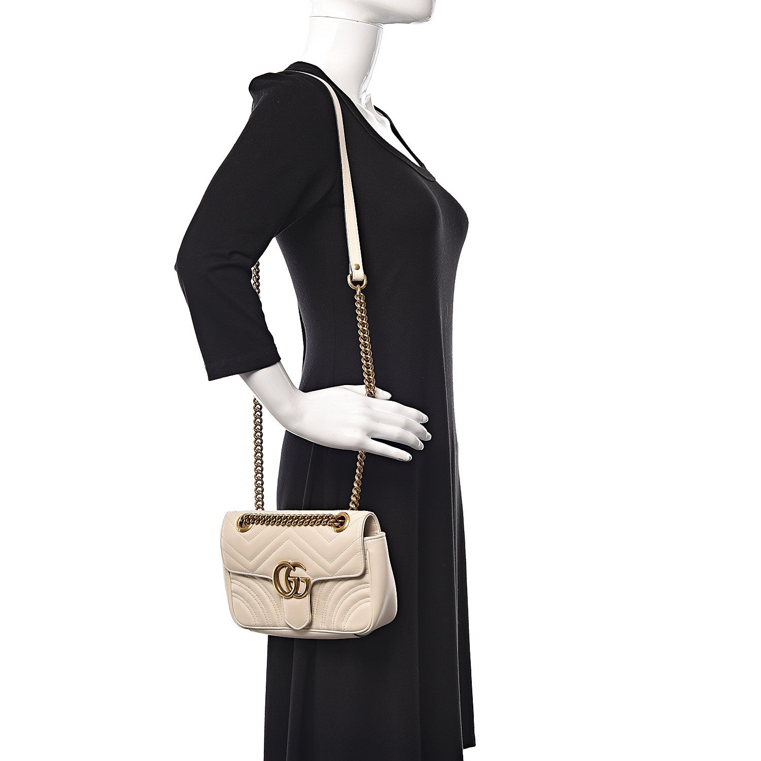 Gucci Calfskin Matelasse Mini GG Marmont Shoulder Bag White 2 of 10