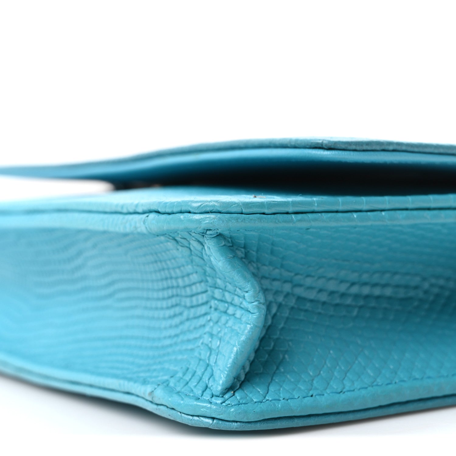 Chanel Lizard Wallet on Chain WOC Turquoise 10 of 10