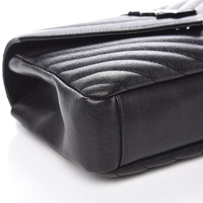 Saint Laurent Sheepskin Matelasse Chevron Monogram Medium College Bag Black 5 of 10