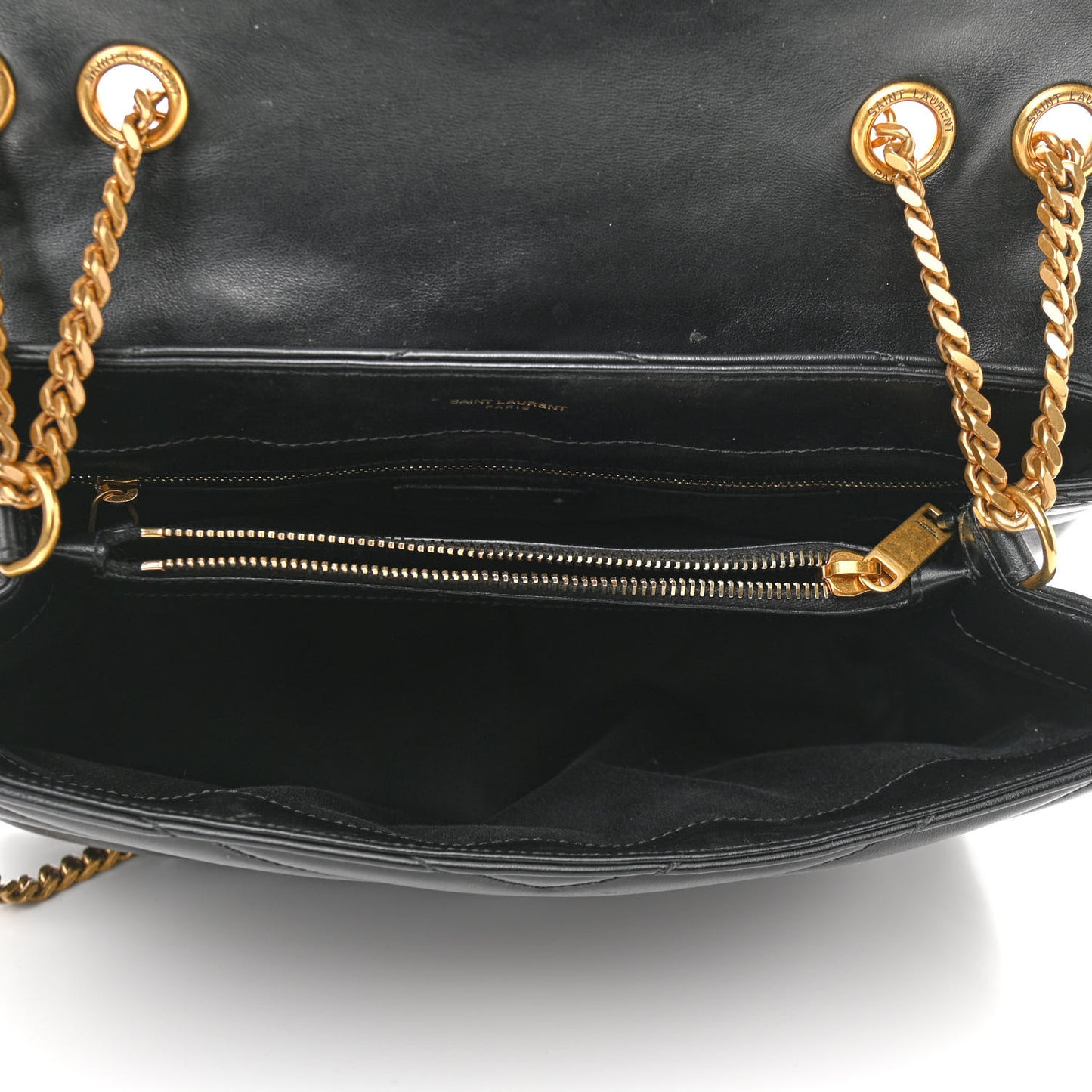 Calfskin Y Quilted Monogram Medium Loulou Chain Satchel Black