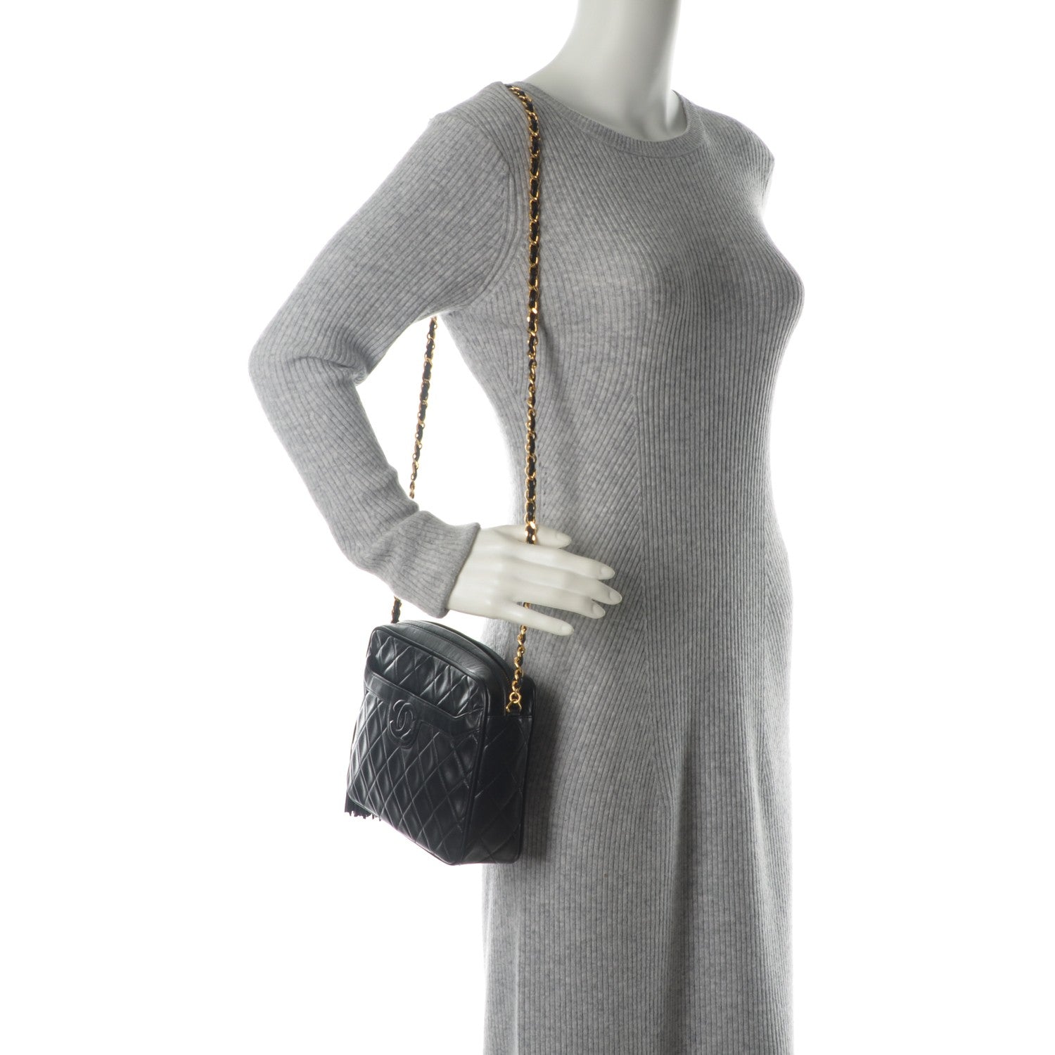 Chanel Lambskin Quilted Tassel Camera Case Black 2 of 10